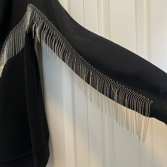 All Saints Giselle Chain Fringe Black Hoodie M - Picture 7 of 12